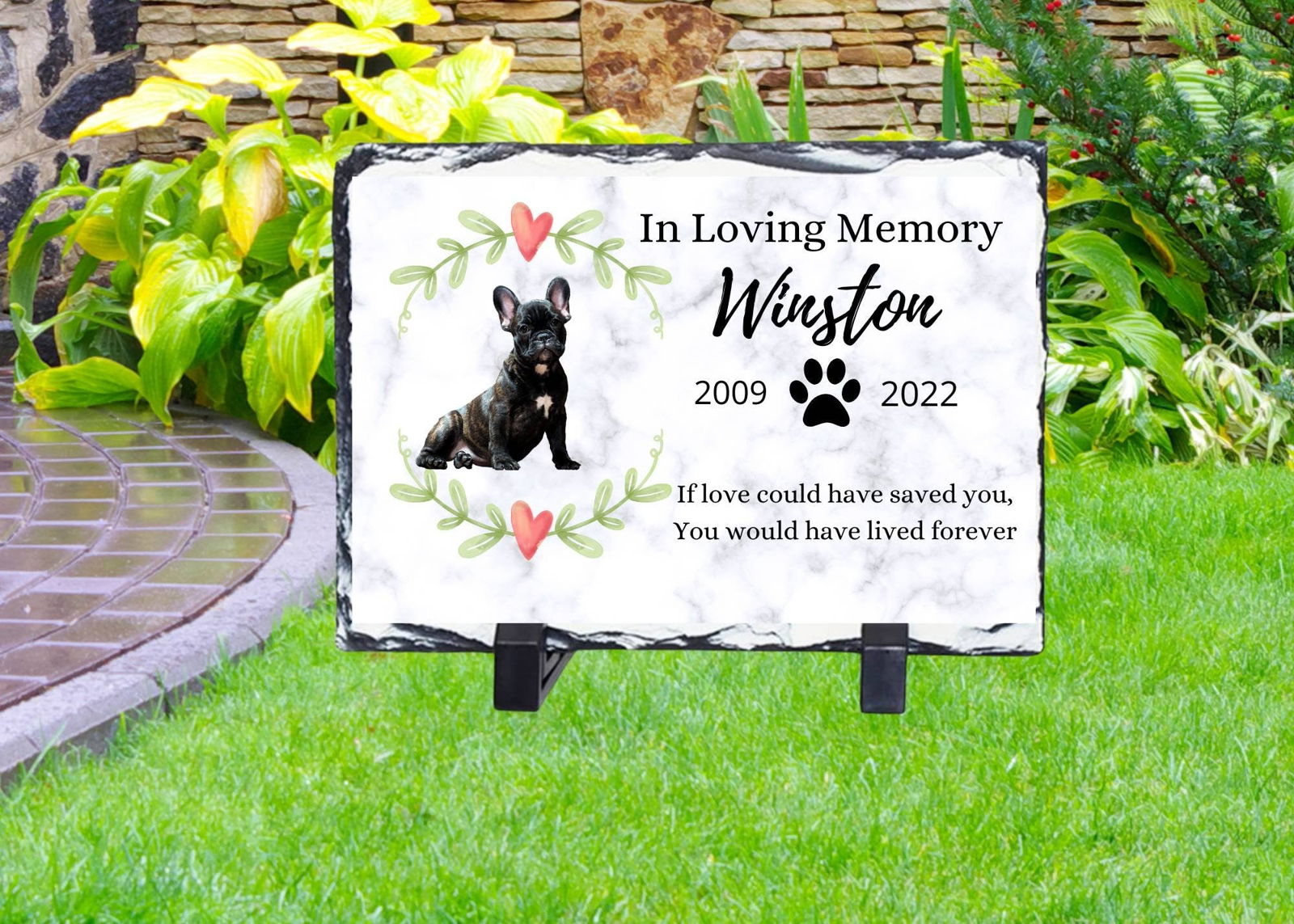 Pet Memorial Stone, pet memorial grave marker, Dog Memorial , Cat Memorial, Loss of Pet Gift, Pet Memorial grave stone, pet memorial gift - Wags and Willows 