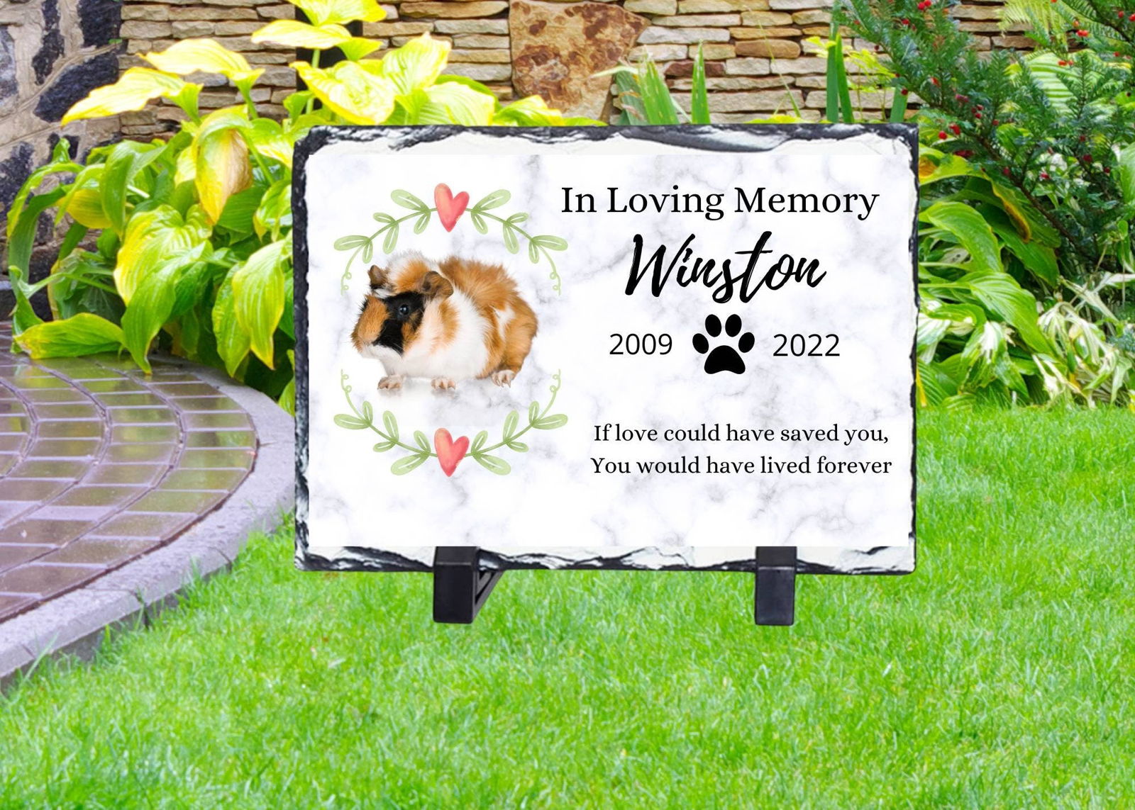 Pet Memorial Stone, pet memorial grave marker, Rabbit Memorial , guinea pig Memorial, Loss of Pet Gift, Pet grave stone, pet memorial gift - Wags and Willows 