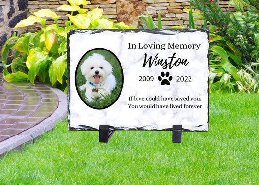 -Pet Memorial Stone plaque, pet memorial grave marker, Dog Memorial gift , Cat Memorial, Loss of Pet, Pet grave stone, pet memorial gift - Wags and Willows 
