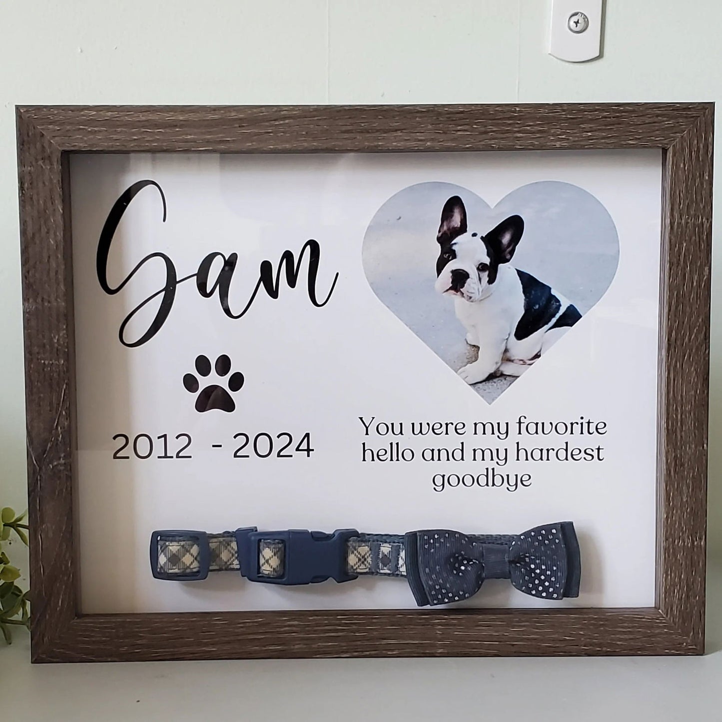 Pet Memorial frame for collar - Wags and Willows 