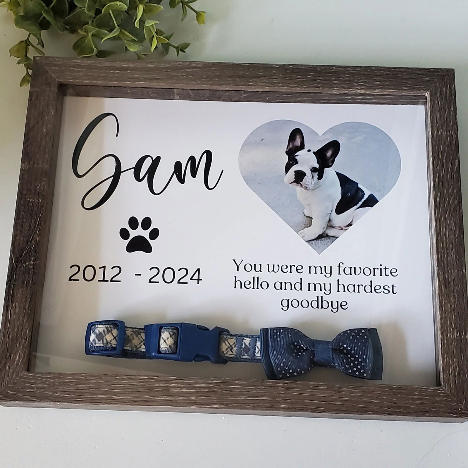 Pet Memorial frame for collar - Wags and Willows 