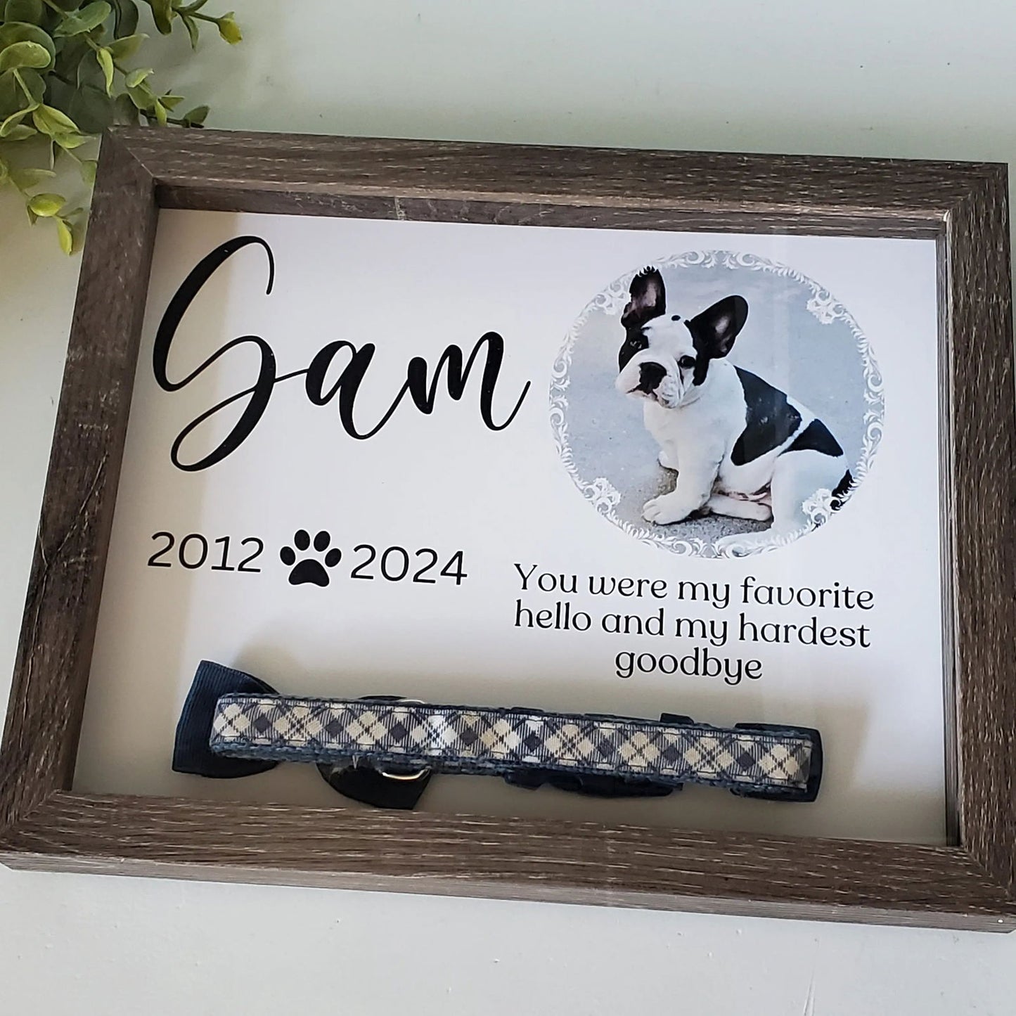 Pet Memorial frame for collar - Wags and Willows 