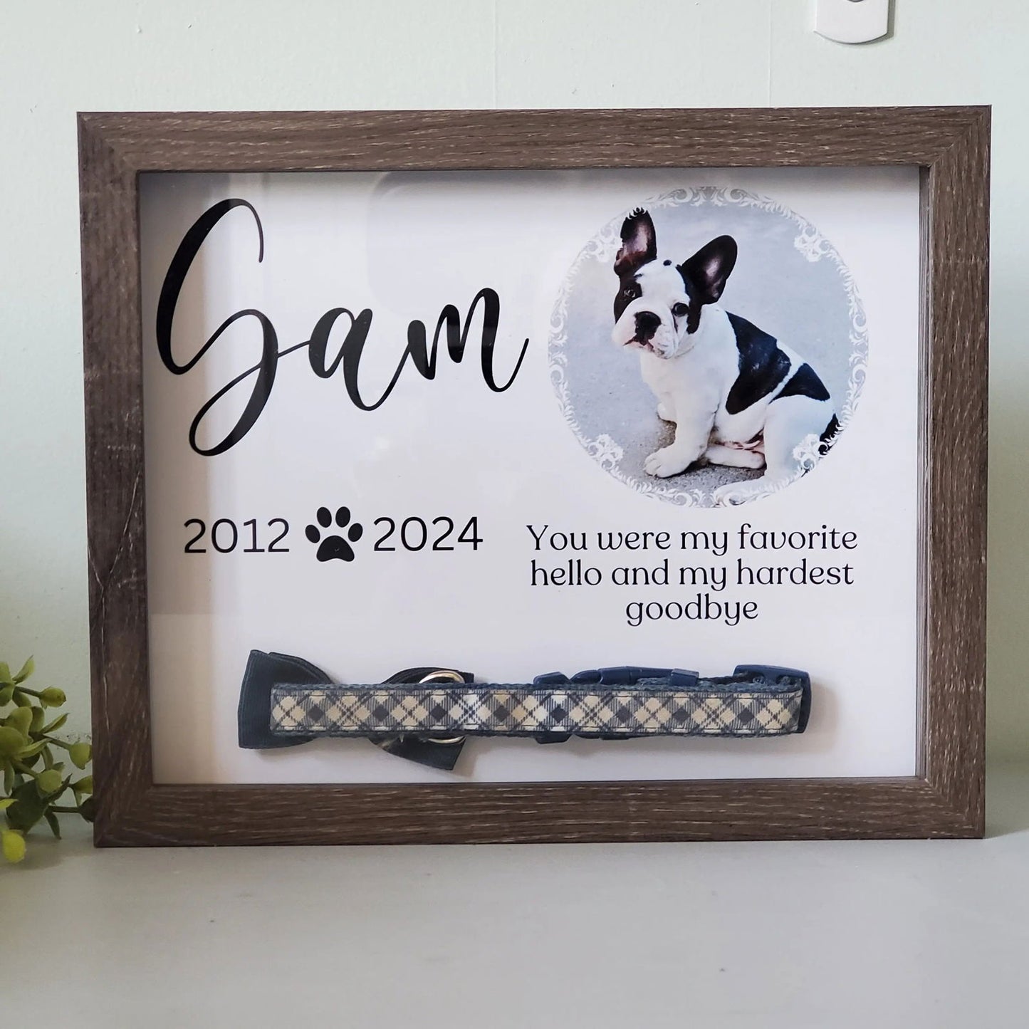 Pet Memorial frame for collar - Wags and Willows 