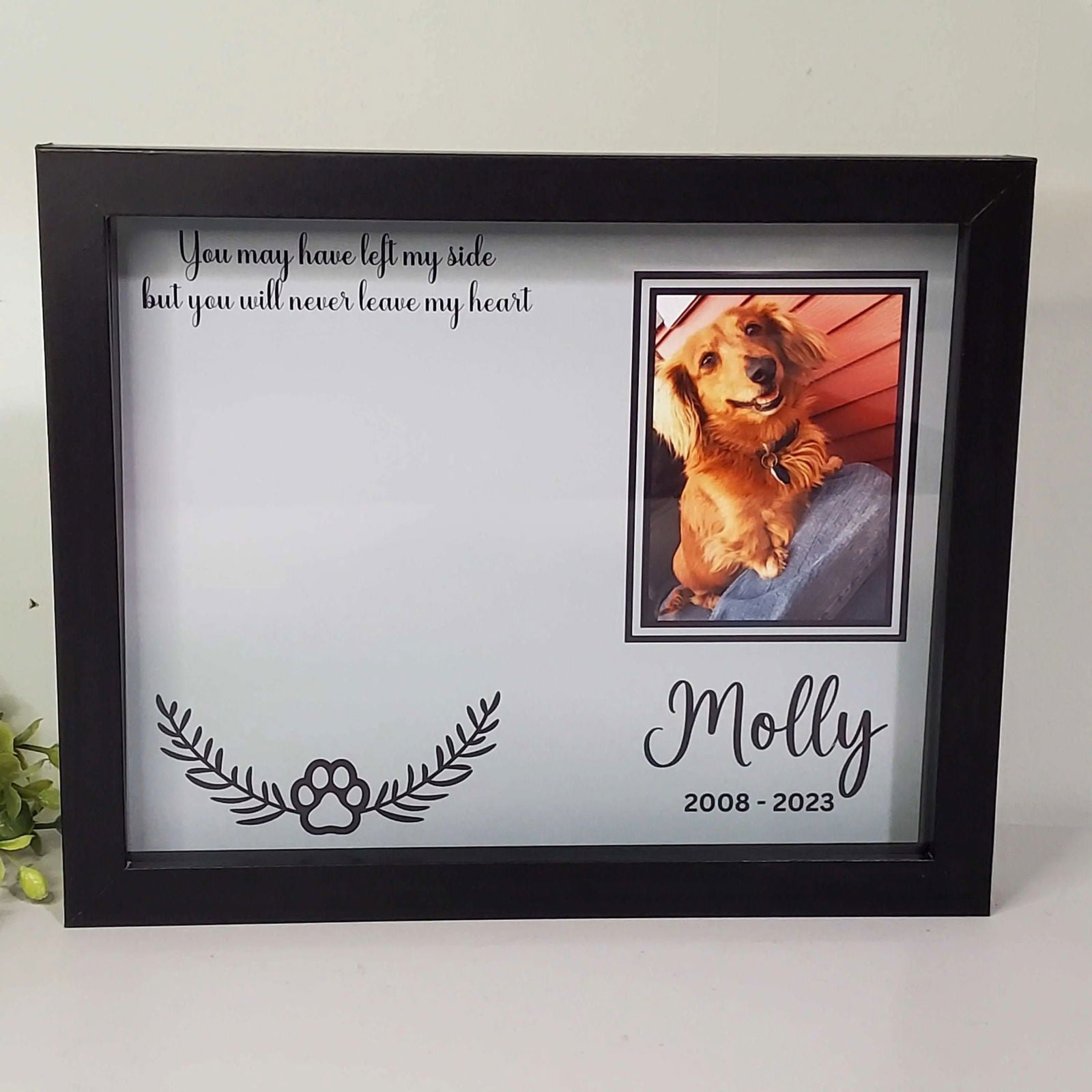 Pet Memorial pawprint holder frame - Wags and Willows 