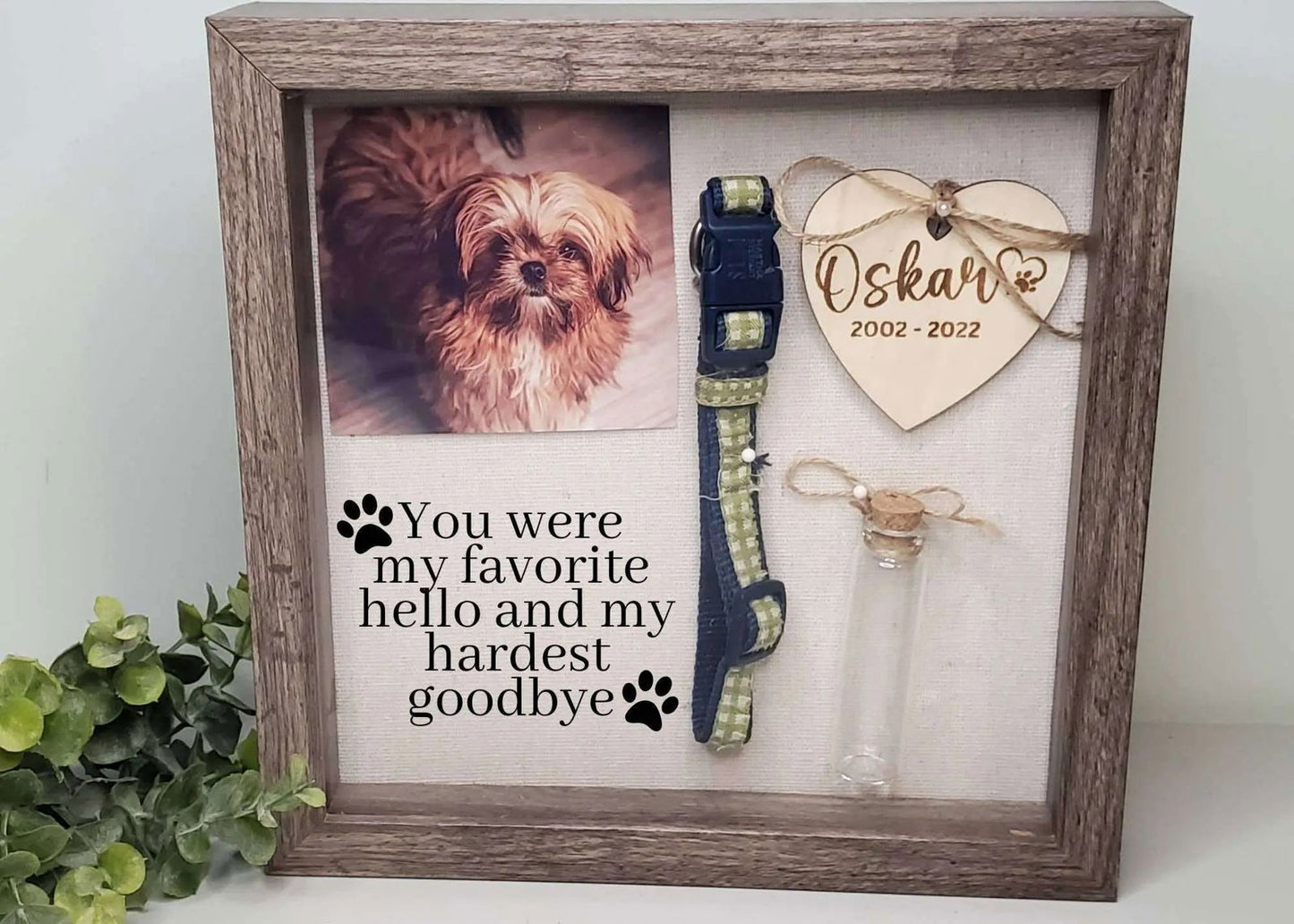 Pet Memory box, Pet Memorial Shadow Box For Dog - Wags and Willows 