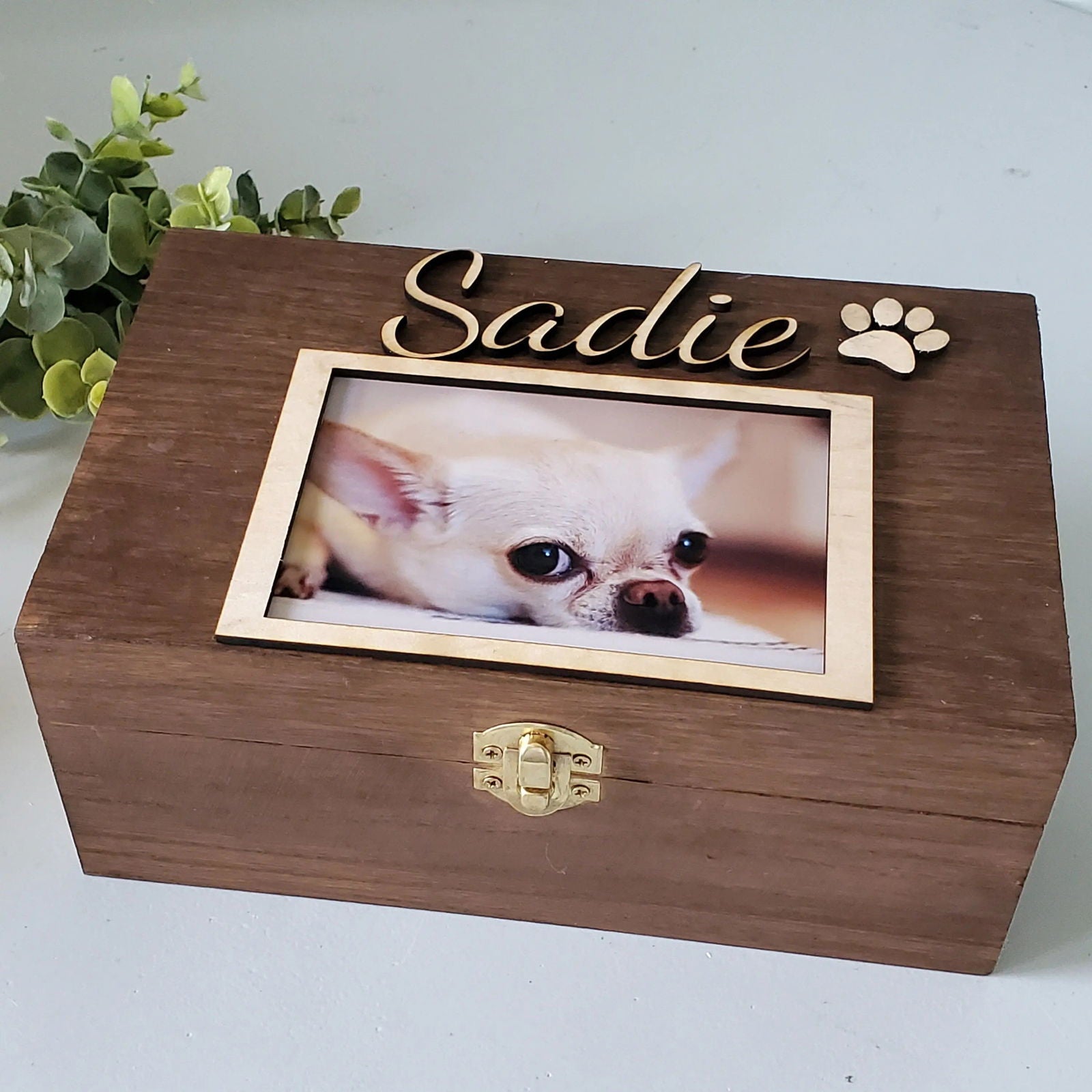 Pet Urn, Urn for dogs, pet urn for cats, Pet Memorial Box, wood pet urn with photo, Large Dog Urn, Memory Box for pet - Wags and Willows 