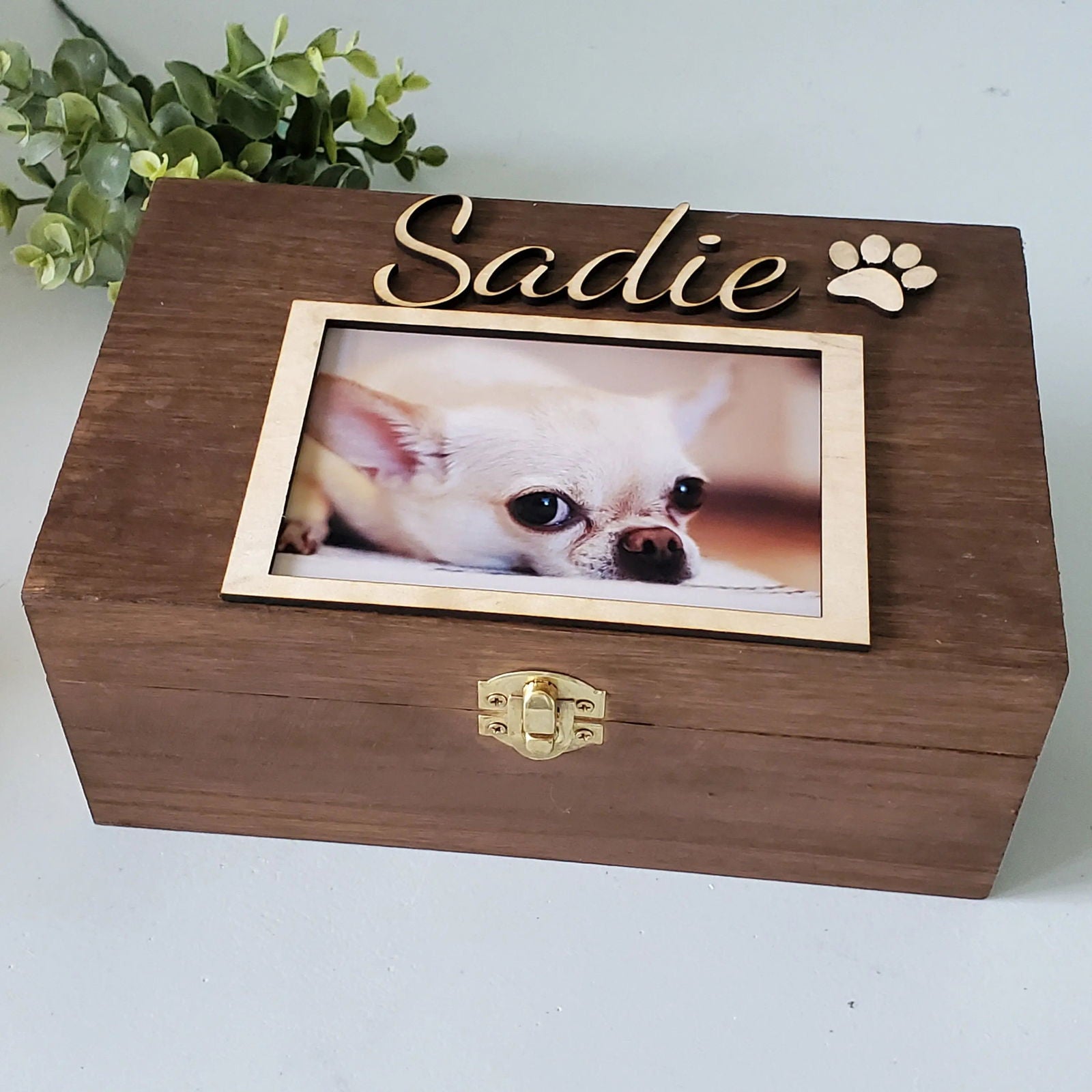 Pet Urn, Urn for dogs, pet urn for cats, Pet Memorial Box, wood pet urn with photo, Large Dog Urn, Memory Box for pet - Wags and Willows 