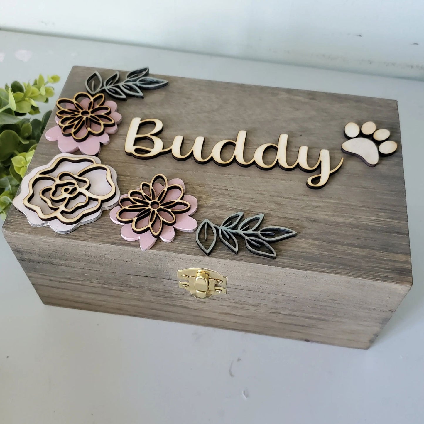 Pet Urn for dogs, pet urn for cats, Pet Memorial Box, pet urn with flowers, Large Dog Urn, Memory Box for pet - Wags and Willows 