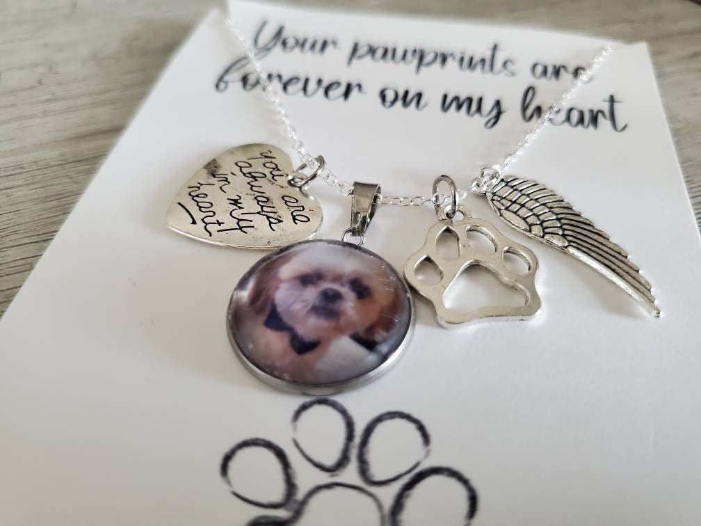 Pet photo jewelry, Dog Memorial Gift, Dog Photo Jewelry, Pet memorial jewelry, Dog Loss Gift, Cat Memorial, Pet Loss, Necklace - Wags and Willows 