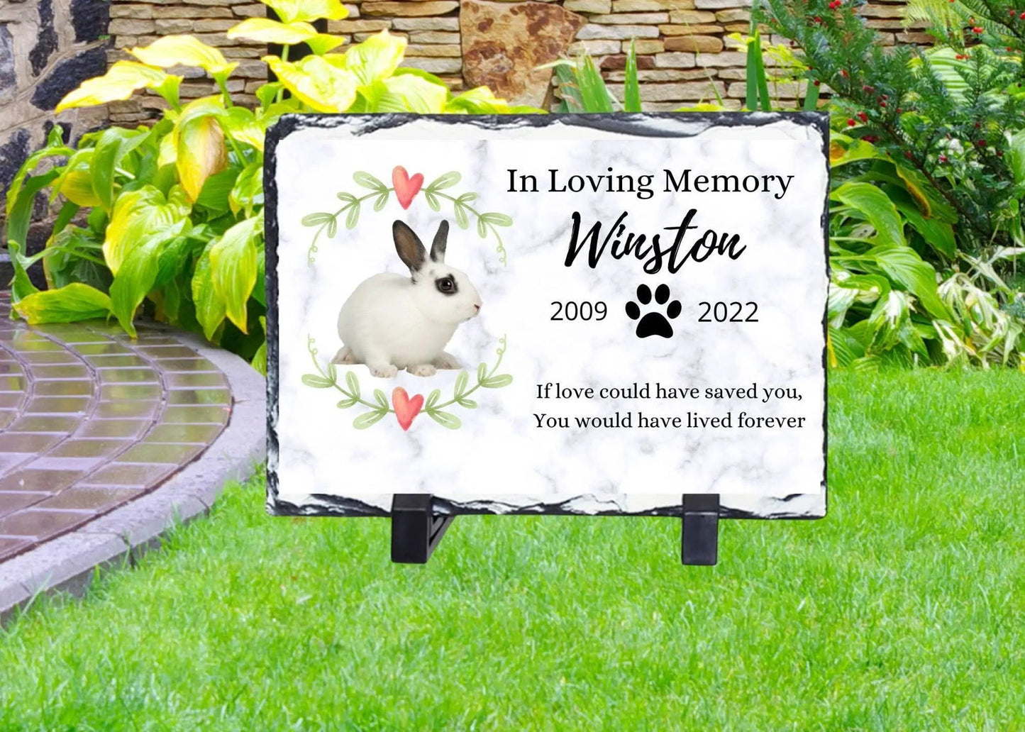 Rabbit Memorial, Pet Memorial Stone, pet memorial grave marker, Rabbit Memorial , guinea pig Memorial, Loss of Pet Gift, Pet grave stone, pet memorial gift - Wags and Willows 