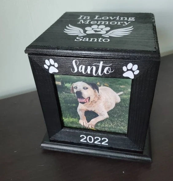 . Custom Pet Urn, Personalized Dog Urn, Engraved Wood Pet Urn