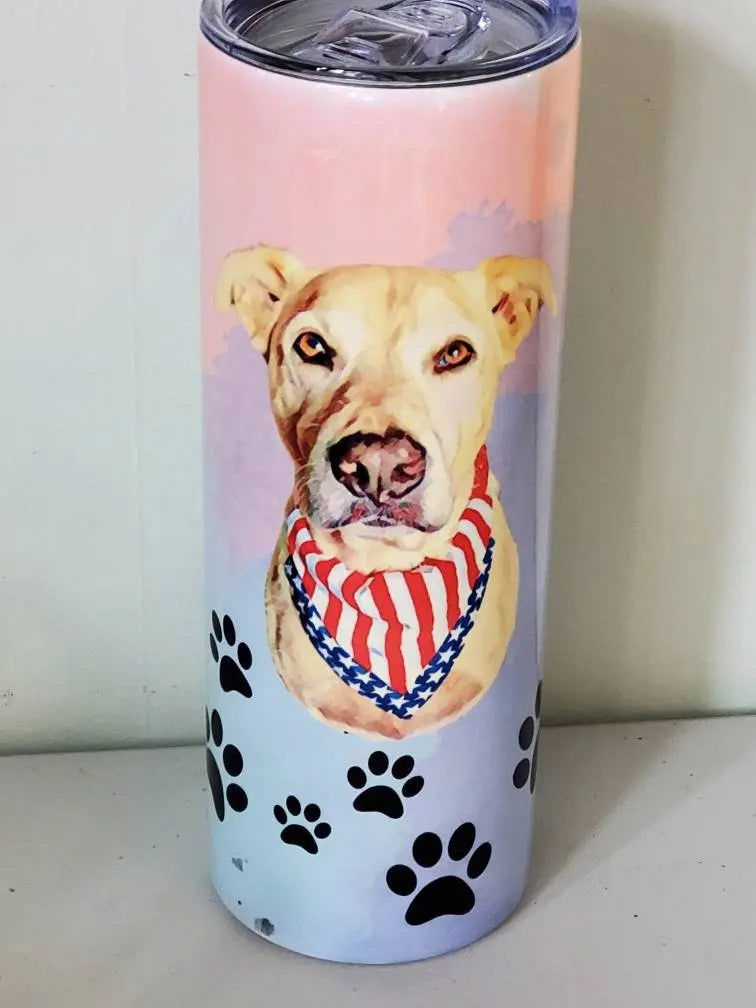 Watercolor Dog Tumbler, Pet Memorial gift, cup with Dog's picture, dog mom GIFT, Dogcup, dog mom pet photo tumbler, cat tumbler, cat cup, - Wags and Willows 