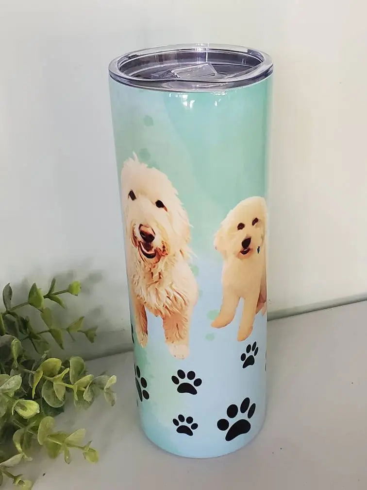 Watercolor Dog Tumbler, Pet Memorial gift, cup with Dog's picture, dog mom GIFT, Dogcup, dog mom pet photo tumbler, cat tumbler, cat cup, - Wags and Willows 