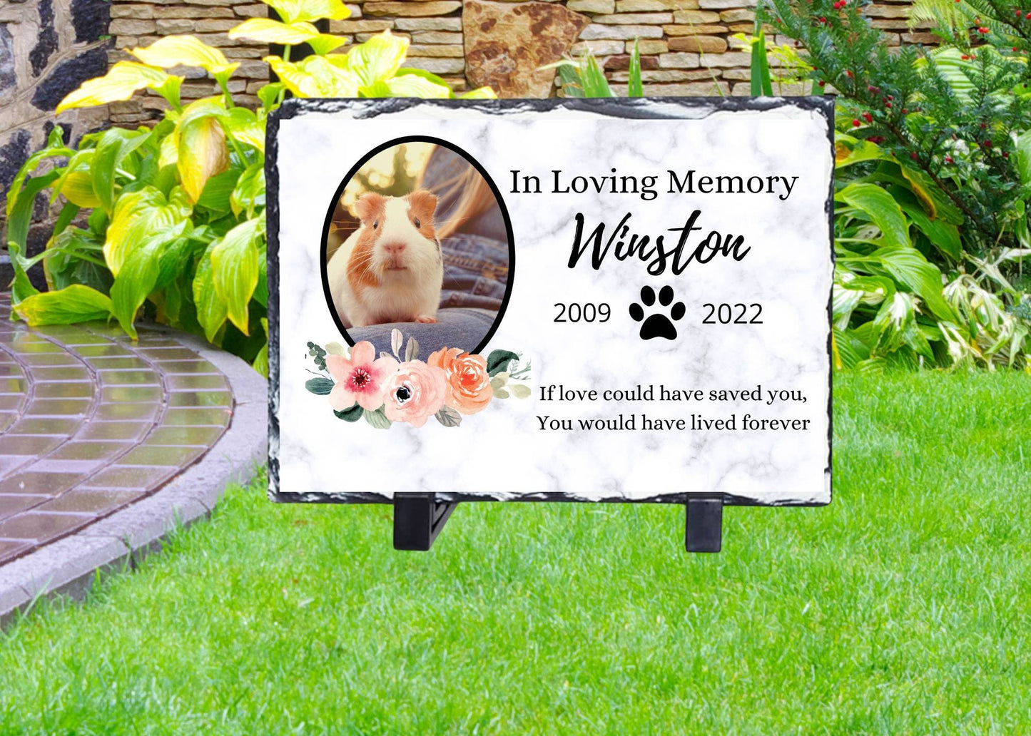 Pet Memorial Stone, pet memorial grave marker, Rabbit Memorial , guinea pig Memorial, Loss of Pet Gift, Pet grave stone, pet memorial gift