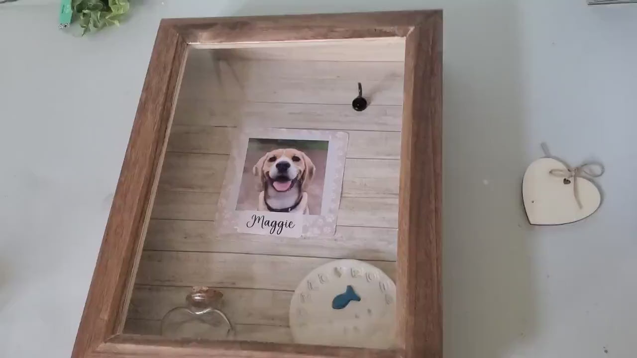 Pet Memorial shadow box for dog,Pet Memorial large Shadowbox for pet, Dog Memorial , Cat Memorial, dog collar holder, Pet Memorial Shadowbox