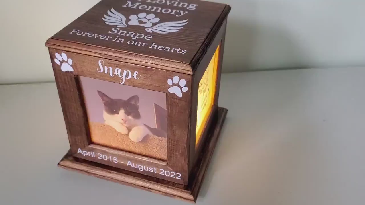 Pet Urn, Pet urn for dogs, pet urn for cats, pet urn memorial box for ashes, cat urn, Dog urn, pet cremation, lighted Urn for dogs and cats